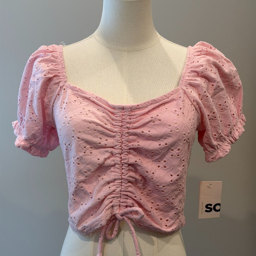 SO pink eyelet crop top, size L